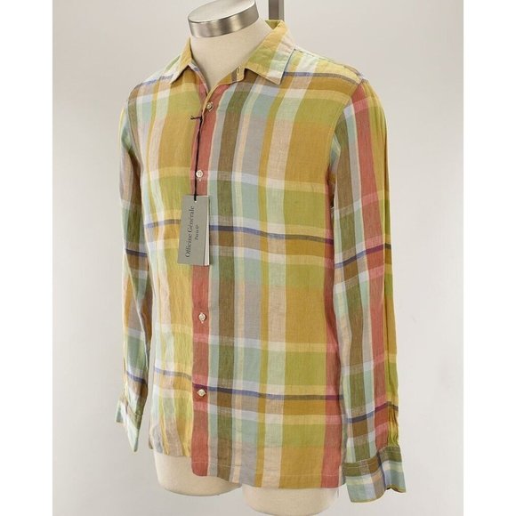 Eddie Bauer Tartan Check Long Sleeve Linen Button-Down Shirt, Men's Size XL linen white type Vintage Second Hand